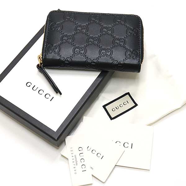 GUCCI グッチ シグネチャー レザー カードケース グッチシマ ラウンド