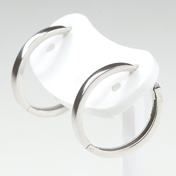 フープピアス　K18WG 楽天市場】K18ホワイトゴールド中折れ式ダイヤフープピアス(13mm