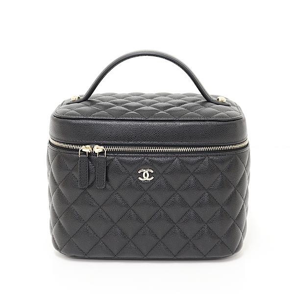 CHANEL シャネル タイムレスクラシック ヴァニティバッグ キャビアスキン AP2573 ブラック マトラッセ 未使用品