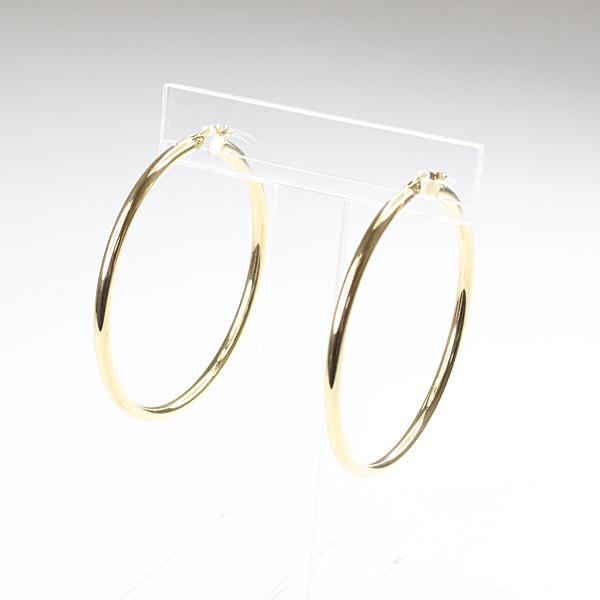 K18YG 中空フープピアス K18YG フープピアス ツイスト ストライプ リングピアス 18K 中空 YG