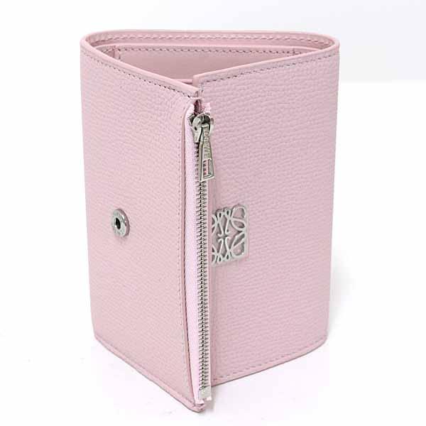 ロエベ LOEWE アナグラム バーティカル ウォレット スモール 三つ折り財布 ペブルグレインカーフ C821S33X12 ブロッサム 【中古】Sランク_3
