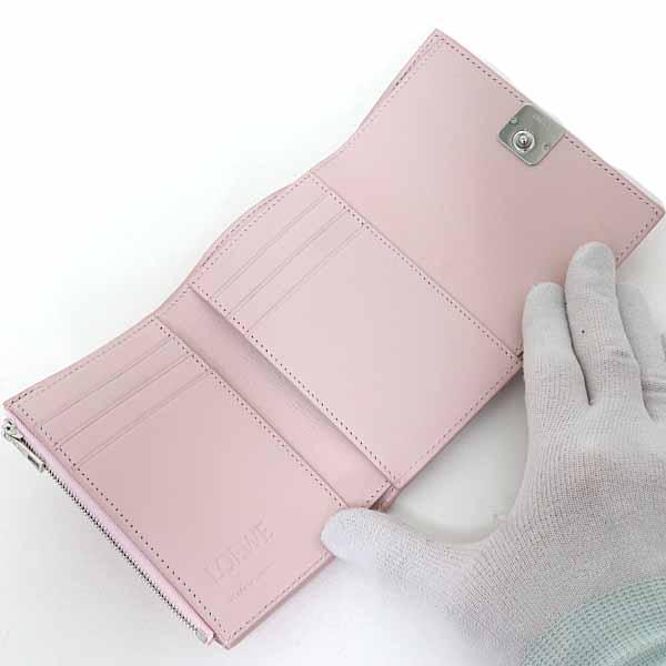 ロエベ LOEWE アナグラム バーティカル ウォレット スモール 三つ折り財布 ペブルグレインカーフ C821S33X12 ブロッサム 【中古】Sランク_4