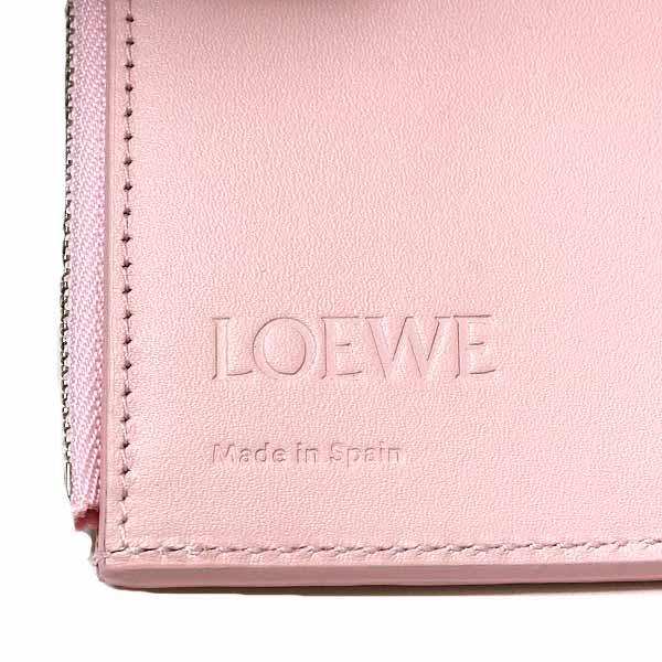 ロエベ LOEWE アナグラム バーティカル ウォレット スモール 三つ折り財布 ペブルグレインカーフ C821S33X12 ブロッサム 【中古】Sランク_5