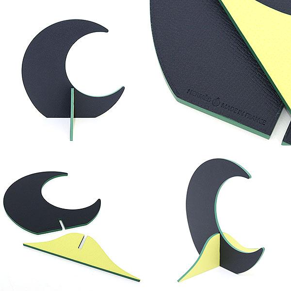 エルメス HERMES プティアッシュ テーブルデコレーション イエロー/ネイビー 三日月 オブジェ インテリア 未使用品