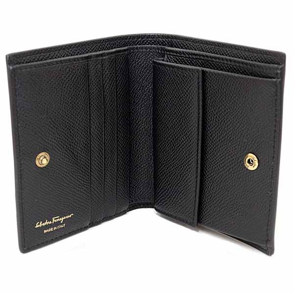 サルヴァトーレ フェラガモ Salvatore Ferragamo ダブル・ガンチーニ 二つ折り財布 カーフ 22D780 726512 ブラック 未使用品 サルヴァトーレ フェラガモ Salvatore Ferragamo ダブル・ガンチーニ