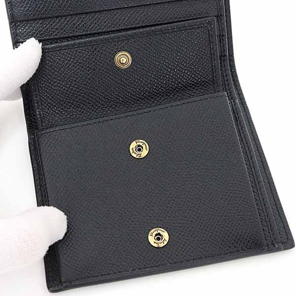 サルヴァトーレ フェラガモ Salvatore Ferragamo ダブル・ガンチーニ 二つ折り財布 カーフ 22D780 726512 ブラック 未使用品 サルヴァトーレ フェラガモ Salvatore Ferragamo ダブル・ガンチーニ