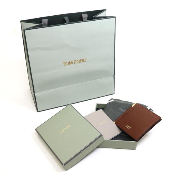 トムフォード TOM FORD マネークリップ ブラウン 2つ折り財布 小銭入れ無し レザー ゴールド金具【中古】Aランク_1