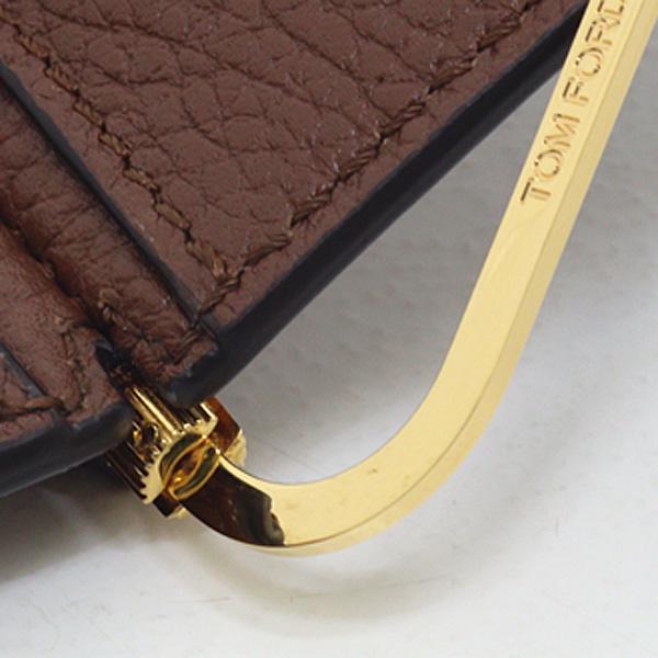 トムフォード TOM FORD マネークリップ ブラウン 2つ折り財布 小銭入れ無し レザー ゴールド金具【中古】Aランク_5