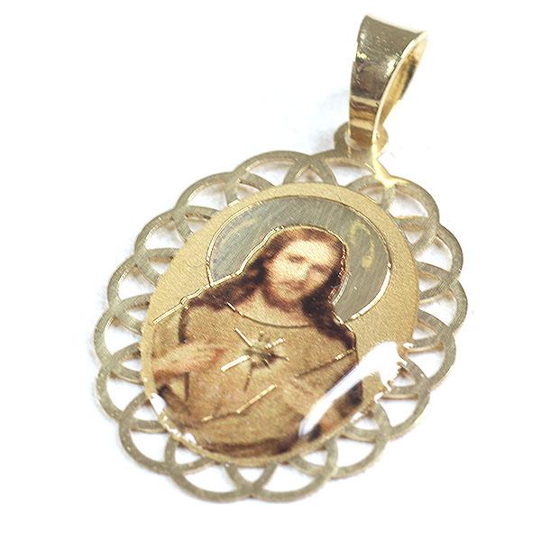K18YG イエスキリスト ペンダントトップ メダイ 0.7g 750YG/レジン 縁  