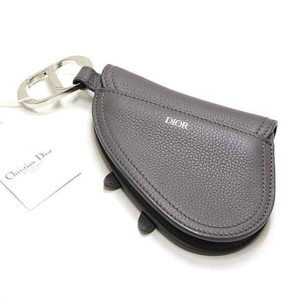 Dior ディオール サドル ポーチ レザー グレー CD フック金具 