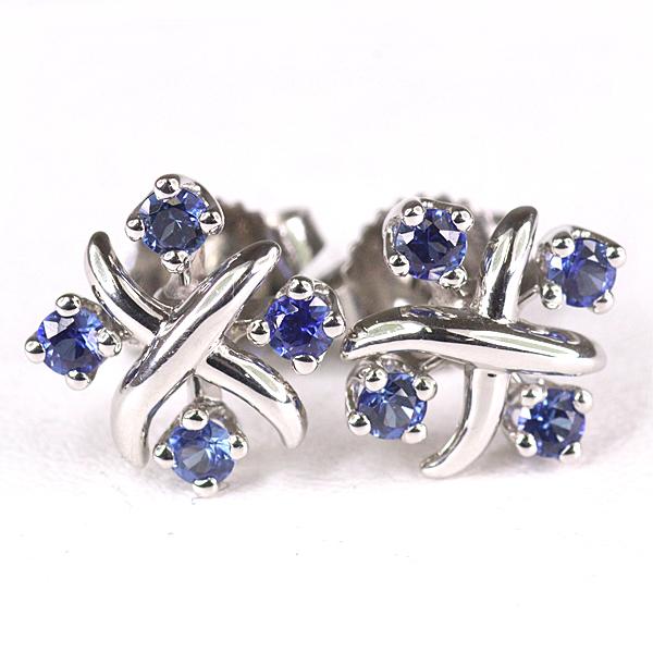 希少デザイン 本物 Pt950/Pt900 サファイア 蟹ピアス ティファニー ジーン シュランバーゼー リン サファイア ピアス