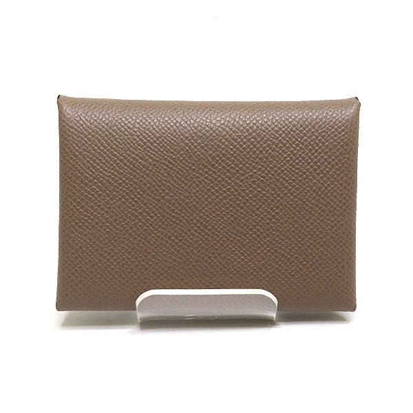 エルメス HERMES カルヴィ デュオ カードホルダー エトゥープ シルバー  