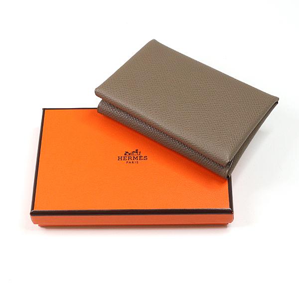 こんにちワン☆ カードケース カルヴィ ヴェルソ エトゥープ HERMES エルメス カルヴィ エトゥープ カードケース 新品未使用 HERMES