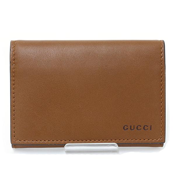 グッチ GUCCI 〔GGエンブレム〕GG エンブレム カードケース 名刺入れ ミニ財布 スムースレザー 818956 ブラウン 【中古】Sランク
