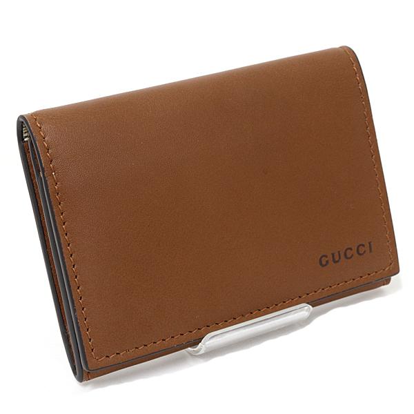 グッチ GUCCI 〔GGエンブレム〕GG エンブレム カードケース 名刺入れ ミニ財布 スムースレザー 818956 ブラウン 【中古】Sランク_1