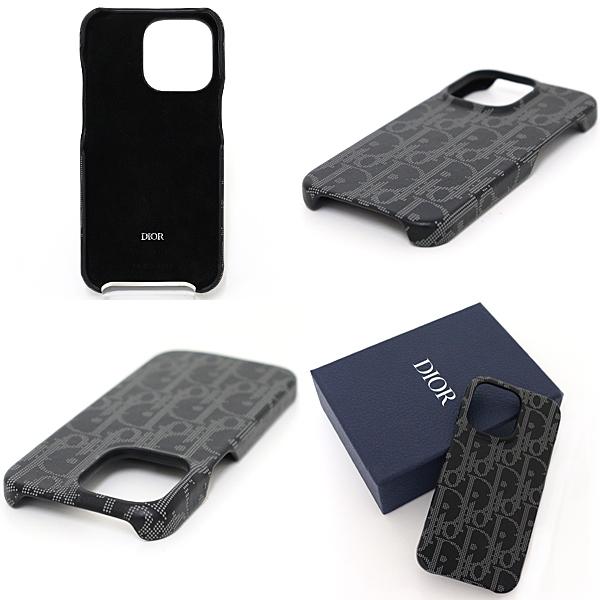 Dior ブラックレザーiPhone13ケース キルティング ディオール DIOR iPhone 13 Pro ケース スマホケース レザー Oblique