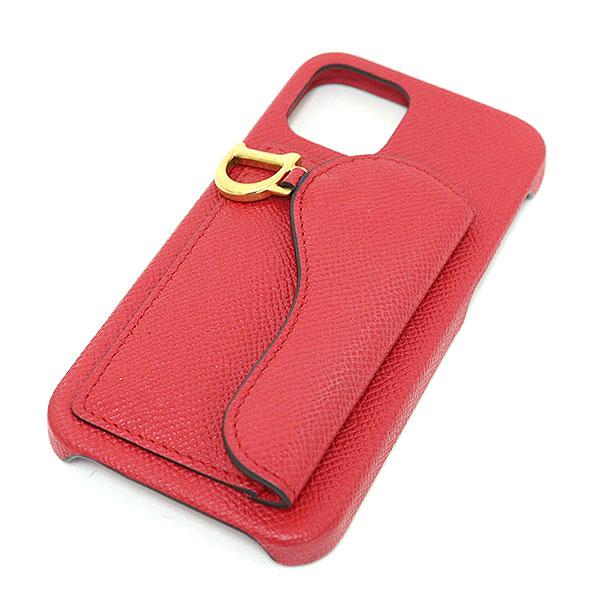 Dior iPhone12ケース　saddle ディオール ディオール Dior Saddle iPhone 12/12pro ケース レッド カーフスキン