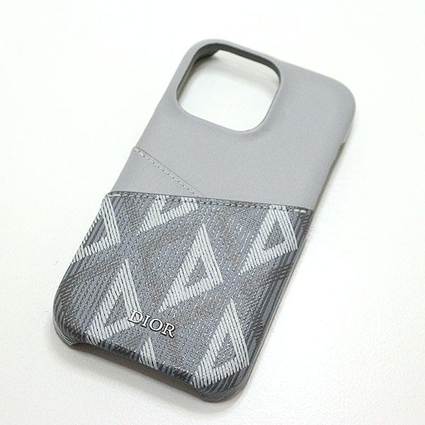 Dior - ディオール CD Diamond iPhone 13 Pro ケース グレー カーフスキン/キャンバス ダイヤモンド【中古】 ディオール CD Diamond iPhone 13 Pro ケース グレー カーフ