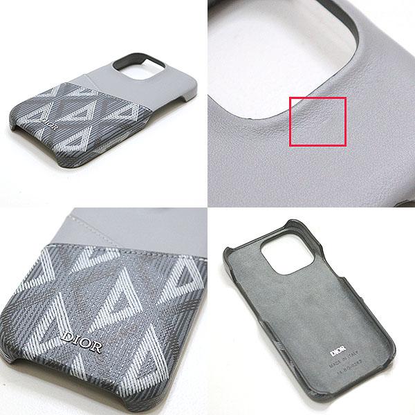 Dior - ディオール CD Diamond iPhone 13 Pro ケース グレー カーフスキン/キャンバス ダイヤモンド【中古】 ディオール CD Diamond iPhone 13 Pro ケース グレー カーフ