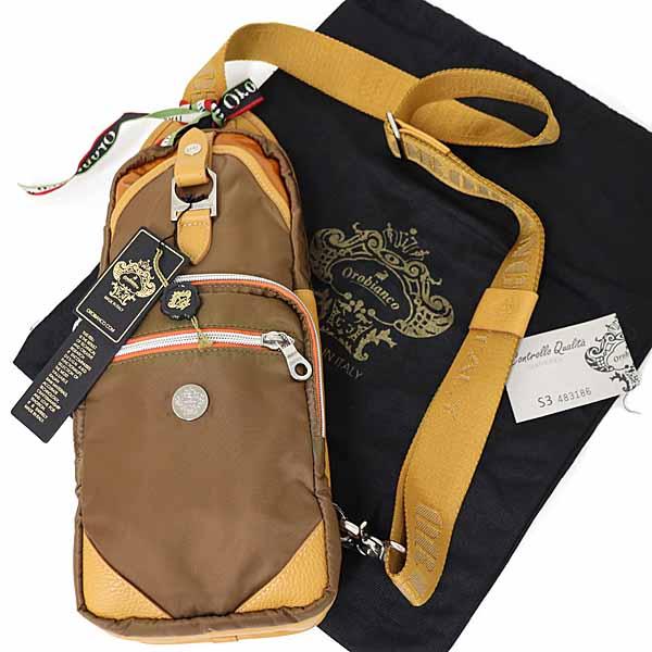 オロビアンコ OROBIANCO ボディバッグ ウエストバッグ ANNIBALE−F 01 ブラウン オレンジ シルバー金具 【中古】Sランク