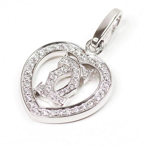 カルティエ Cartier 2C ハート ダイヤ ペンダントトップ 750WG K18WG 