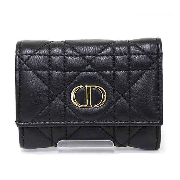 ディオール Dior Caro Veronia ウォレット 三つ折り財布 ミニ財布 カナージュ カーフスキン S5251UWHC ブラック 未使用品