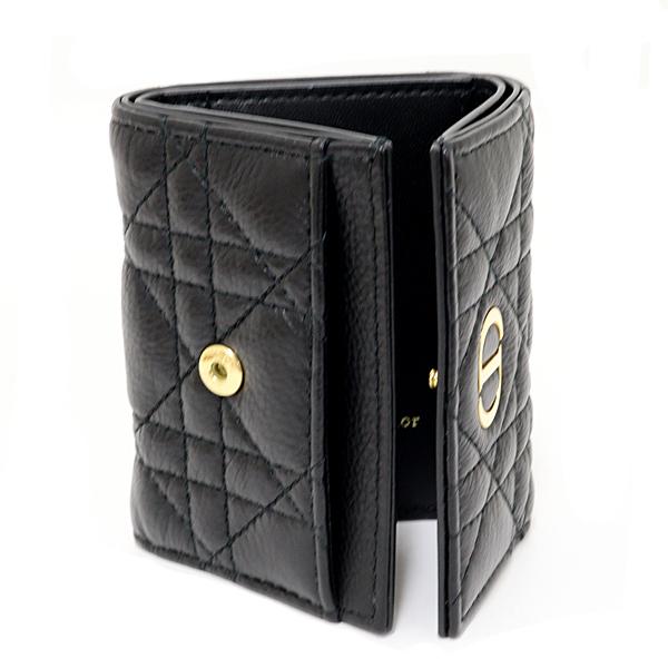 ディオール Dior Caro Veronia ウォレット 三つ折り財布 ミニ財布 カナージュ カーフスキン S5251UWHC ブラック 未使用品_4