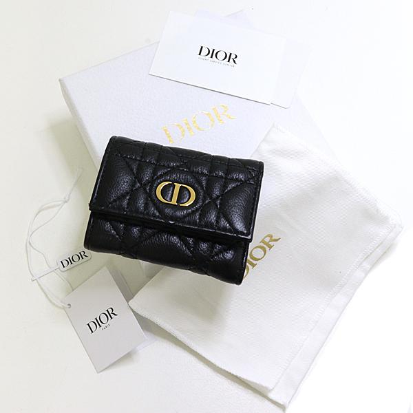 ディオール Dior Caro Veronia ウォレット 三つ折り財布 ミニ財布 カナージュ カーフスキン S5251UWHC ブラック 未使用品_5