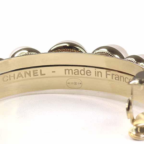 シャネル CHANEL ポニーバレッタ ヘアアクセサリー ココマーク ラインストーン フェイクパール I22S ゴールド金具 【中古】Aランク_4