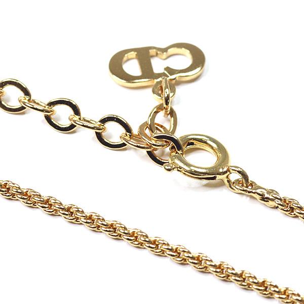 ディオール DIOR ロゴ ネックレス ゴールドカラー 45.8cm ロープ サークル コスチュームジュエリー【中古】_4