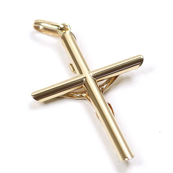 シンプル十字架 クロスペリドットトップ 750YG K18YG シンプル十字架