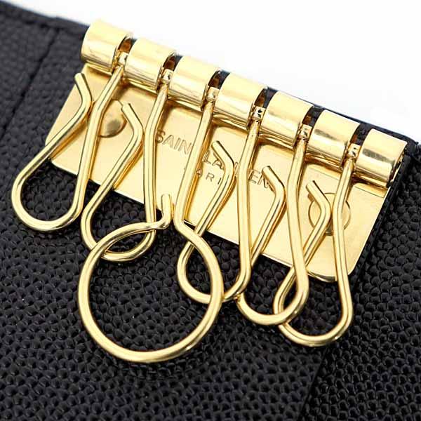 サンローラン SAINT LAURENT カサンドラ 6連キーケース Vステッチ グレ