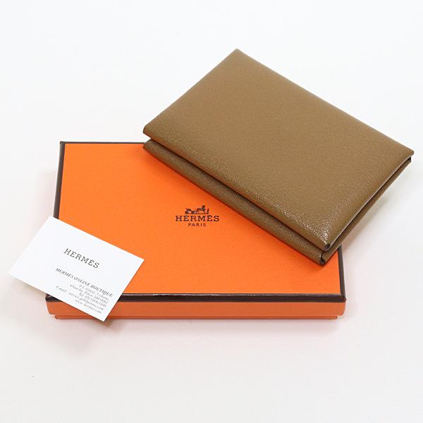 エルメス HERMES カルヴィ デュオ カードケース ゴールド シェーブル 
