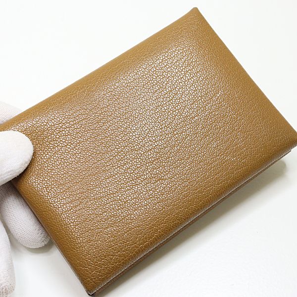 エルメス HERMES カルヴィ デュオ カードケース ゴールド シェーブル 