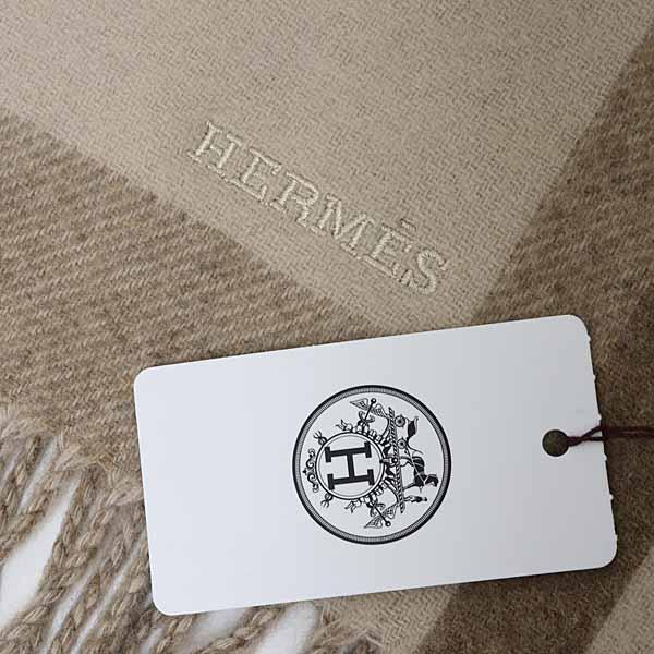 エルメス HERMES カシミヤマフラー 《Hパッサン》 ストール H393870T 07 バイカラー クレ / マロン・グラッセ ベージュ系 未使用品_3