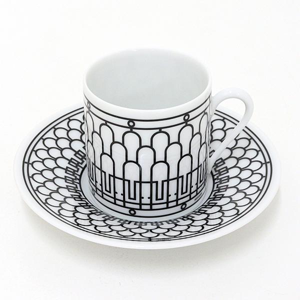 エルメス HERMES コーヒーカップ アンド ソーサー Hデコ アールデコ シルクスクリーンプリント ポーセリン 未使用品