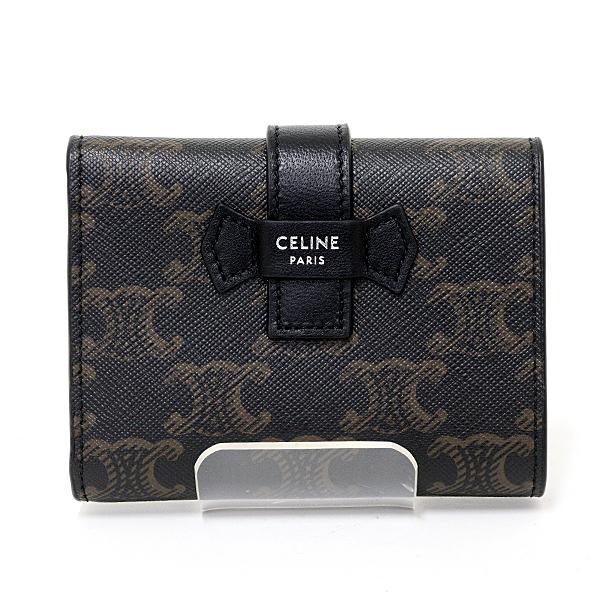 セリーヌ CELINE ファインストラップ付きウォレット トリオンフキャンバス & ラムスキン 三つ折り財布 10H482DB7.38SI 未使用品の通販は