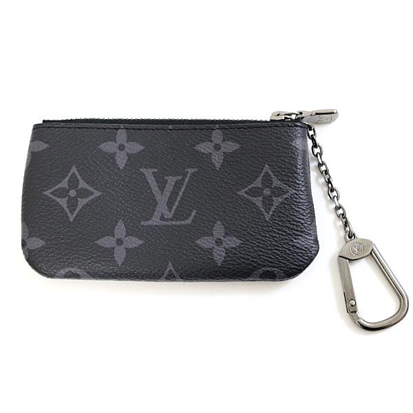 ルイヴィトン LOUIS VUITTON ポシェット・クレ コインケース キーリング M80905 ブラック シルバー金具【中古】Sランク_1