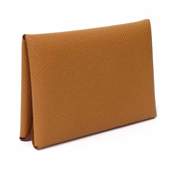 エルメス HERMES カードケース 《カルヴィ》 デュオ コンパクト ケース ヴォーエプソン ゴールド 未使用品