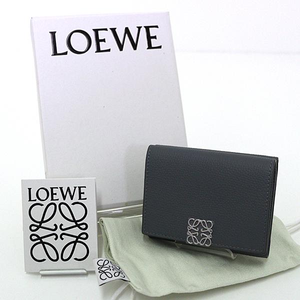 ロエベ LOEWE 三つ折り財布 C821TR2X02 グレー系 シルバー金具 未使用