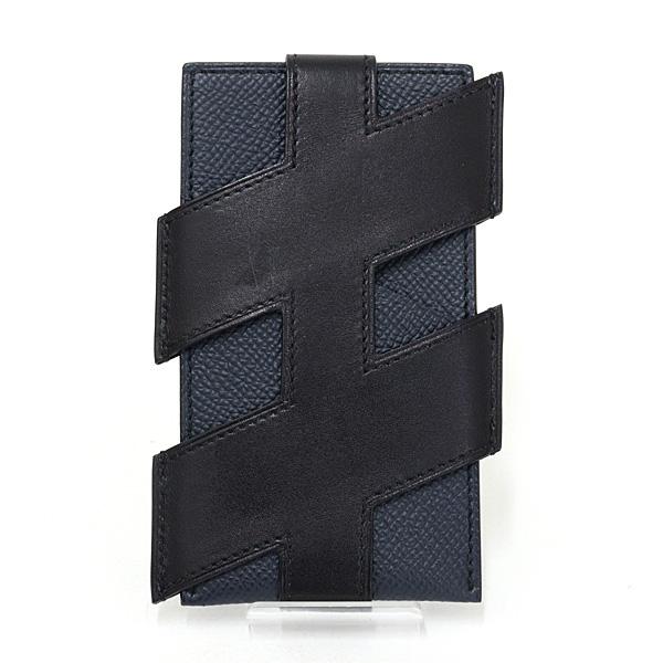 HERMES エルメス カードケース Hタグ カーフ ヴォーエプソン ブラック ブルーインディゴ Z刻印 アッシュタグ【中古】_1
