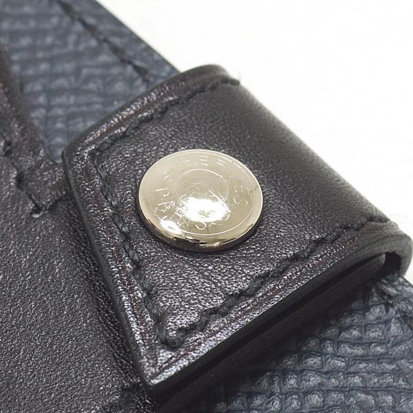 HERMES エルメス カードケース Hタグ カーフ ヴォーエプソン ブラック ブルーインディゴ Z刻印 アッシュタグ【中古】_4
