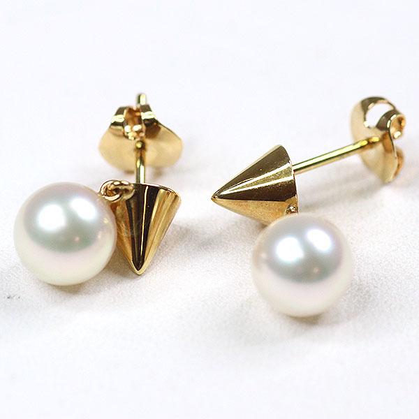 タサキ TASAKI 田崎真珠 リファインド リベリオン ピラス ピアス K18YG 