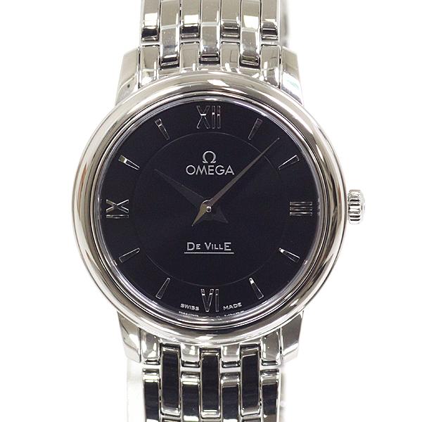 OMEGA オメガ レディース腕時計 デ・ヴィル プレステージ SS ブラック文字盤 クォーツ 仕上げ済 【中古】