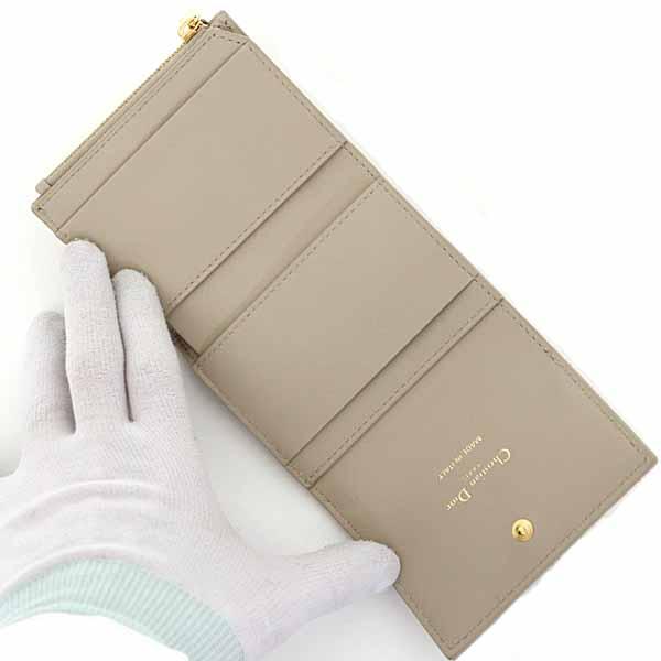 ディオール Dior Jolie Hibiscus ウォレット カナージュ ラムスキン 三つ折り財布 ハイビスカス S3105UNJB ベージュ 【中古】Sランク_3