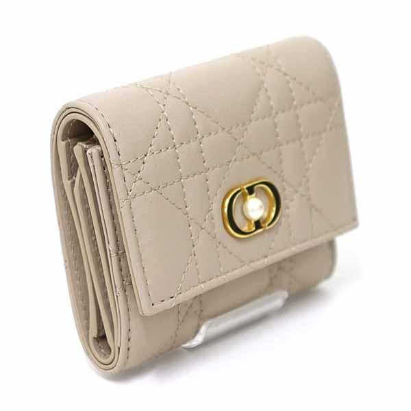 ディオール Dior Jolie Hibiscus ウォレット カナージュ ラムスキン 三つ折り財布 ハイビスカス S3105UNJB ベージュ 【中古】Sランク_4