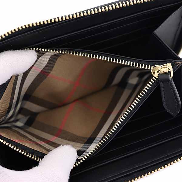 バーバリー BURBERRY ラウンドファスナー長財布 レザー 80840411 ブラック バーバリーチェック 【中古】Sランク_4