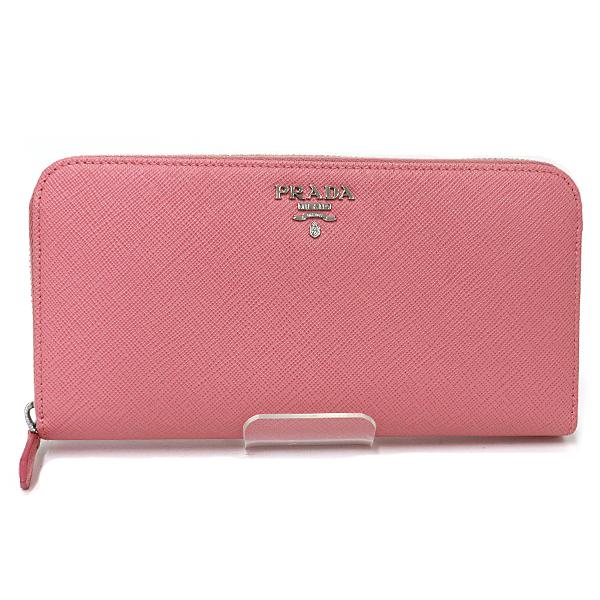 ファッション小物 PRADA プラダ サフィアーノ L字ジップ 長財布 ピンク