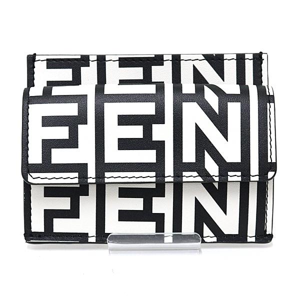 フェンディ FENDI ROMAカードケース FENDI by MARC JACOBS コインケース 名刺入れ ブラック ホワイト シルバー金具【中古】Sランク