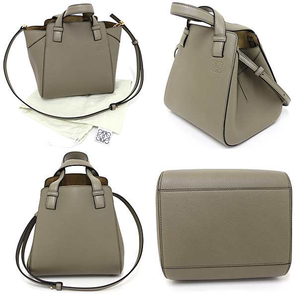 ロエベ LOEWE ハンモック ナゲット 2way ハンド ショルダー バッグ ソフトグレインカーフ A538H04X06 カーキ ゴールド金具 未使用品の通販は
